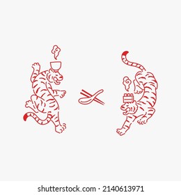 Tiger illustration, oriental style vector illustration
