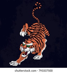 Tiger illustration patch. Embroidery  design.