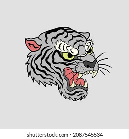 tiger illustration print on tshirts sweatshirts and souvenirs vector Premium Vector