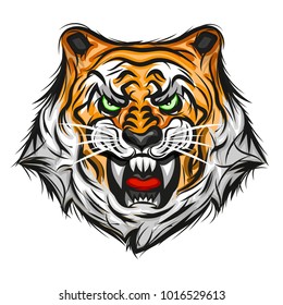 Tiger illustration print vector illustration on white background
