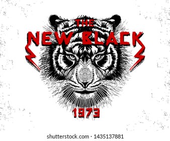 tiger illustration slogan graphic tee shirt wallpaper poster card textile print design