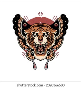 tiger illustration tattoo vector design