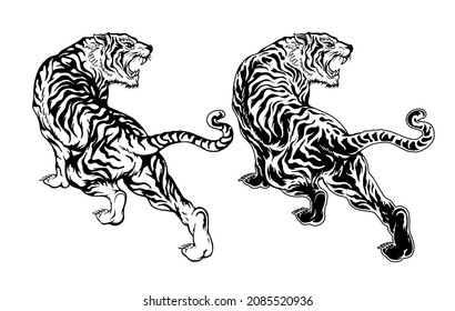 tiger illustration in two styles for designers   other creative use