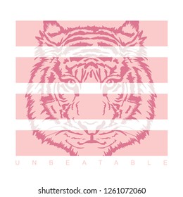 Tiger illustration, unbeatable typography, tee shirt graphics, vectors