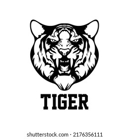 Tiger illustration vector design with black and white color theme for logo and icon