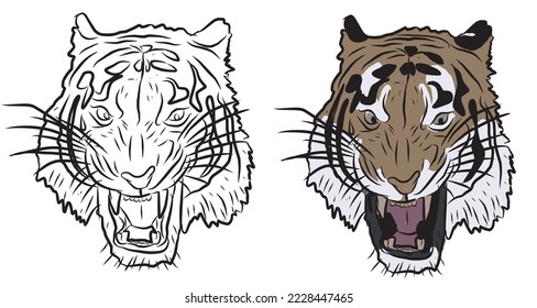 tiger illustration vector graphic can be used to make logos,doodle books,coloring books and children's study books, it's a flat vector illustration