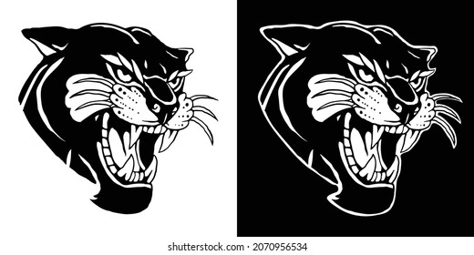 tiger illustration vector hand drawing black and white