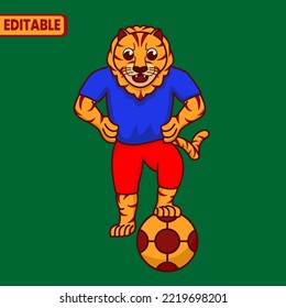 tiger illustration vector, tiger playing football,