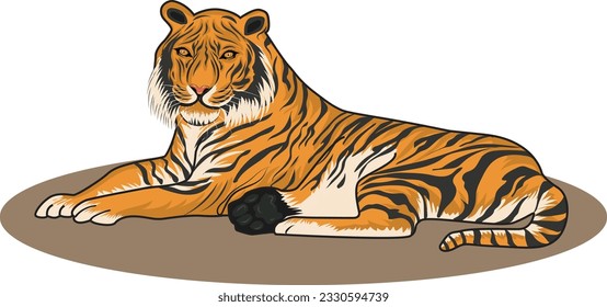 tiger illustration in yellow and  black  