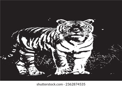 Tiger  Image illustrator Black and White.