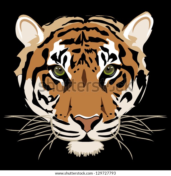 Tiger Isolated On Black Background Vector Stock Vector (Royalty Free ...