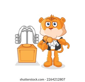 the tiger judge holds gavel. character vector