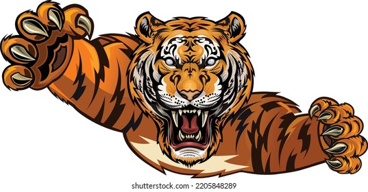 Tiger Jump.  Color Tattoo of Anger Tiger 