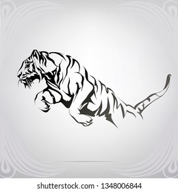 Tiger in jump, illustration design