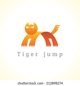 Tiger in a jump stylize logo