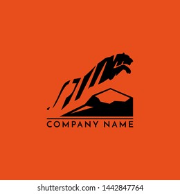 Tiger Jumping Logo Sign Silhouette Vector Illustration