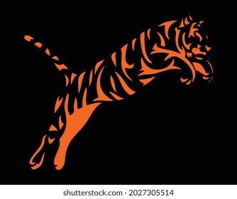 Tiger Jumping Mascot Logo Vector Illustration, Sport Logo