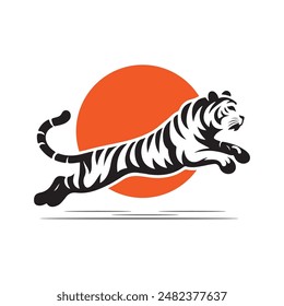 tiger jumping silhouette for logo design