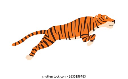 Tiger jumping vector illustration isolated on white background