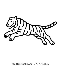 Tigerspringen, Vektorliniensymbol auf weißem Hintergrund
Vektorliniensymbol auf weißem Hintergrund