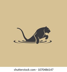 Tiger jumping from the water - isolated vector illustration