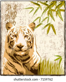 Tiger in a jungle background — VECTOR