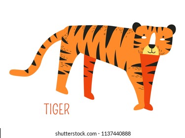 Tiger from jungle cartoon book childish character