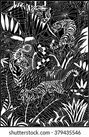 Tiger in the Jungle coloring page