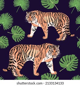 Tiger in the jungle pattern, camouflage background