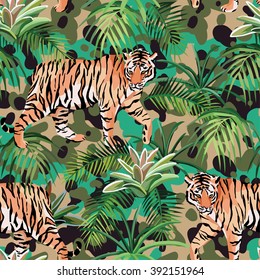 tiger in the jungle pattern, camouflage background