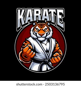 
Tiger karate mascot Logo illustration. Vector eps 10