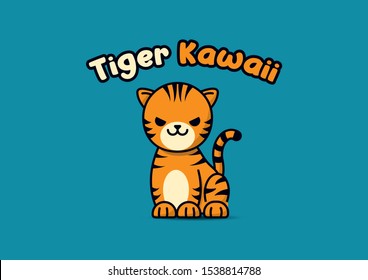 Tiger Kawaii background. Vector kawaii illustration design for fashion fabric ,web,wallpaper,card and all prints