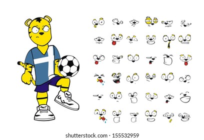 tiger kid soccer cartoon set in vector format very easy to edit