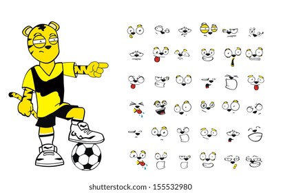 tiger kid soccer cartoon set in vector format very easy to edit