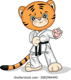 Tiger in kimono vector illustration