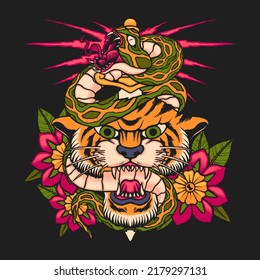 tiger knife vector hand drawing