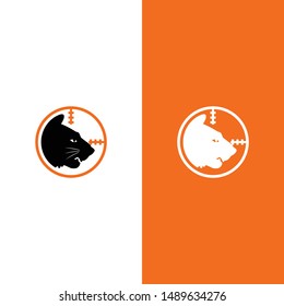Tiger with laser gun on target sign