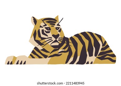 Tiger laying down - Vector illustration