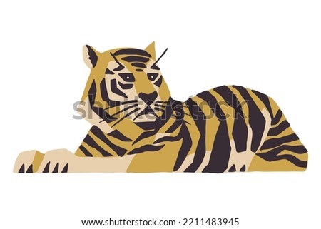 Tiger laying down - Vector illustration