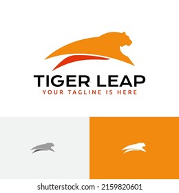 Tiger Leap Jump Agile Animal Simple Silhouette Logo