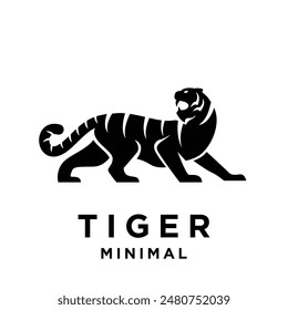 Tiger leap jump logo icon design black white illustration template