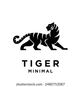 Tiger leap jump logo icon design black white illustration template