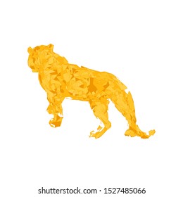 Tiger leaping from the disintegrated pieces