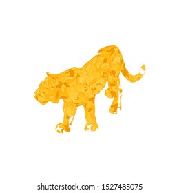 Tiger leaping from the disintegrated pieces