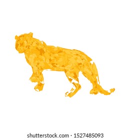 Tiger leaping from the disintegrated pieces