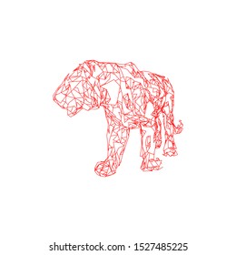 Tiger leaping from the disintegrated pieces