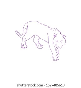 Tiger leaping from the disintegrated pieces