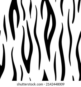 Patrón de cuero blanco y negro sin costuras. Textura vectorial de piel animal salvaje, patrón de rayas negras sobre fondo blanco. Paneles abstractos de safari en la jungla.