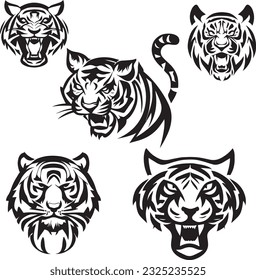 Tiger leopard panther logo and icons design concepts vector art