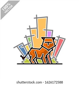 Tiger leopard with tree and building background safari zoo logo vector